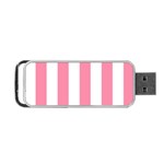 Vertical Stripes - White and Flamingo Pink Portable USB Flash (Two Sides)