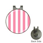 Vertical Stripes - White and Flamingo Pink Golf Ball Marker Hat Clip