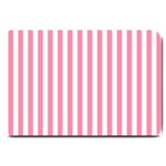 Vertical Stripes - White and Flamingo Pink Large Doormat
