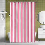 Vertical Stripes - White and Flamingo Pink Shower Curtain 48  x 72  (Small)