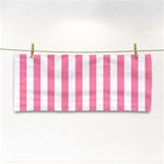 Vertical Stripes - White and Flamingo Pink Hand Towel