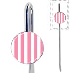 Vertical Stripes - White and Flamingo Pink Book Mark