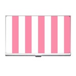 Vertical Stripes - White and Flamingo Pink Business Card Holder