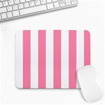 Vertical Stripes - White and Flamingo Pink Small Mousepad