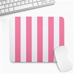 Vertical Stripes - White and Flamingo Pink Large Mousepad