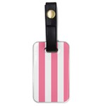 Vertical Stripes - White and Flamingo Pink Luggage Tag (One Side)