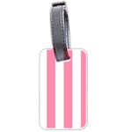Vertical Stripes - White and Flamingo Pink Luggage Tag (Two Sides)
