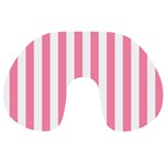Vertical Stripes - White and Flamingo Pink Travel Neck Pillow