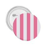 Vertical Stripes - White and Flamingo Pink 2.25  Button