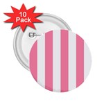 Vertical Stripes - White and Flamingo Pink 2.25  Button (10 pack)