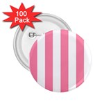 Vertical Stripes - White and Flamingo Pink 2.25  Button (100 pack)