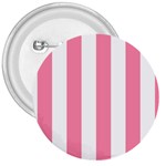Vertical Stripes - White and Flamingo Pink 3  Button