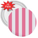 Vertical Stripes - White and Flamingo Pink 3  Button (10 pack)