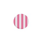 Vertical Stripes - White and Flamingo Pink 1  Mini Magnet