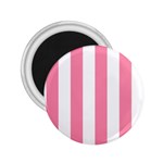 Vertical Stripes - White and Flamingo Pink 2.25  Magnet