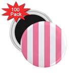 Vertical Stripes - White and Flamingo Pink 2.25  Magnet (100 pack)