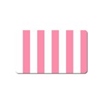 Vertical Stripes - White and Flamingo Pink Magnet (Name Card)