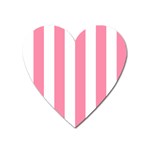 Vertical Stripes - White and Flamingo Pink Magnet (Heart)