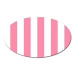 Vertical Stripes - White and Flamingo Pink Magnet (Oval)