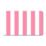 Vertical Stripes - White and Flamingo Pink Magnet (Rectangular)