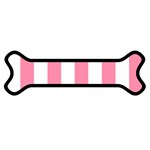 Vertical Stripes - White and Flamingo Pink Magnet (Dog Bone)