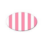 Vertical Stripes - White and Flamingo Pink Sticker Oval (100 pack)