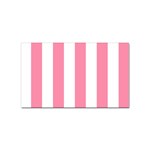 Vertical Stripes - White and Flamingo Pink Sticker Rectangular (100 pack)