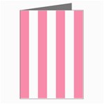 Vertical Stripes - White and Flamingo Pink Greeting Card