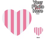 Vertical Stripes - White and Flamingo Pink Multi-purpose Cards (Heart)