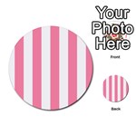 Vertical Stripes - White and Flamingo Pink Multi-purpose Cards (Round)
