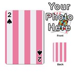 Vertical Stripes - White and Flamingo Pink Playing Cards 54 Designs