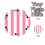 Vertical Stripes - White and Flamingo Pink Playing Cards 54 (Round)