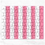 Vertical Stripes - White and Flamingo Pink Jigsaw Puzzle (Rectangular)