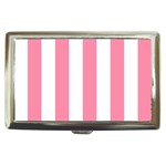 Vertical Stripes - White and Flamingo Pink Cigarette Money Case