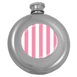 Vertical Stripes - White and Flamingo Pink Hip Flask (5 oz)