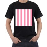 Vertical Stripes - White and Flamingo Pink Men s T-Shirt (Black)