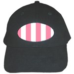 Vertical Stripes - White and Flamingo Pink Black Cap