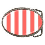 Vertical Stripes - White and Pastel Red Belt Buckle