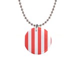 Vertical Stripes - White and Pastel Red 1  Button Necklace