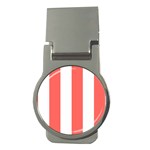 Vertical Stripes - White and Pastel Red Money Clip (Round)