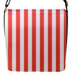 Vertical Stripes - White and Pastel Red Flap Closure Messenger Bag (S)