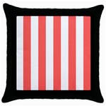 Vertical Stripes - White and Pastel Red Throw Pillow Case (Black)