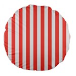 Vertical Stripes - White and Pastel Red Large 18  Premium Round Cushion