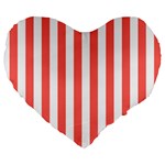 Vertical Stripes - White and Pastel Red Large 19  Premium Heart Shape Cushion