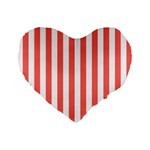 Vertical Stripes - White and Pastel Red Standard 16  Premium Flano Heart Shape Cushion
