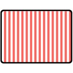 Vertical Stripes - White and Pastel Red Double Sided Fleece Blanket (Large) (Two Sides)