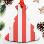 Vertical Stripes - White and Pastel Red Ornament (Christmas Tree)