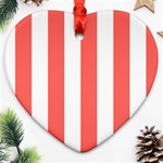 Vertical Stripes - White and Pastel Red Heart Ornament (Two Sides)