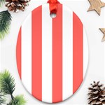 Vertical Stripes - White and Pastel Red Ornament (Oval)