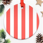 Vertical Stripes - White and Pastel Red Round Ornament (Two Sides)